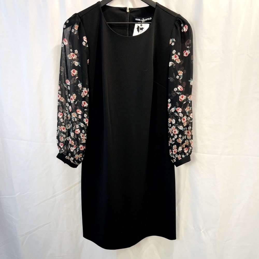 Karl Lagerfeld black dress with sheer long sleeves